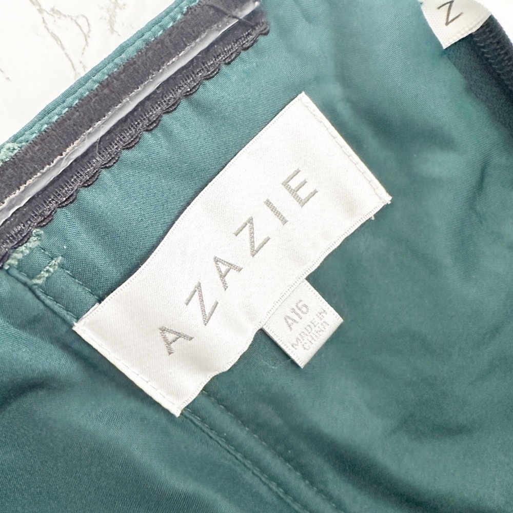 Azazie Lamara Pine‎ Green Chiffon Convertible Wide Leg Jumpsuit Size A16 - Picture 14 of 16